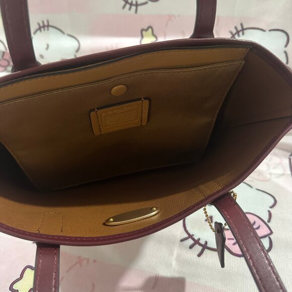 Coach Pink Bow Print Tote Bag Large Capacity - Picture 4 of 6